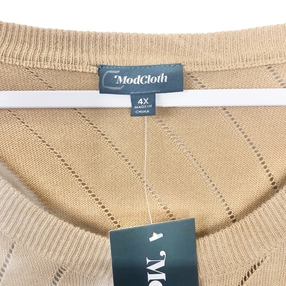 𝅺MODCLOTH Slant Get Enough Sweater Cardigan Sand NWT - Picture 8 of 13